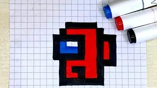 How to draw among us with pixel art step by step❤️#pixelart