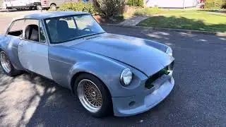 Tuning day.  MGB V8 Buick 300ci