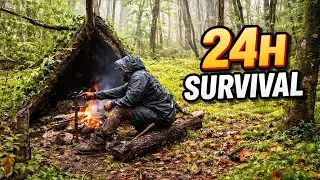 24 Hours Alone in the Forest | Extreme Survival Challenge.