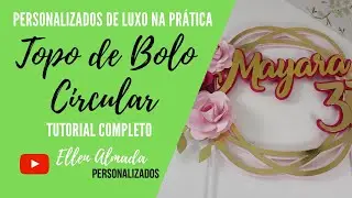 Tutorial completo de como fazer um topo de bolo circular com flores de papel - O passo a passo