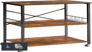 IBUYKE Kitchen Shelf Cart 3 Tier Microwave Oven Stand Bakers Rack with Metal