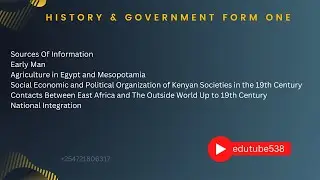 Form One History and Government