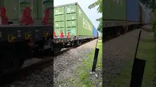 Kereta Api Kontainer X Kereta Api Ambarawa Ekspres melintas di Rel JPL 319 Dapur Lamongan
