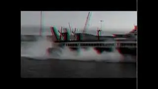 Anaglyph 3D SRN4 Hovercraft Princess Anne Arriving at Dover