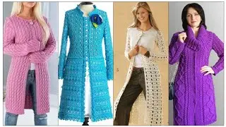 Gorgeous and trendy crochet knitting Long coat jacket designs pattern for girls & woman 2023