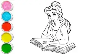 Cute Princess Belle Drawing for kids, Painting & Coloring for kids, Toddlers | Let's Draw Together