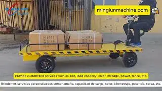 Size 2.5*1.2m electric platform cargo transfer trolley with a load capacity of 1 ton.