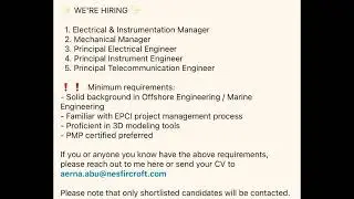 Offshore Engineering Jobs 2025 | Electrical, Mechanical & Instrument Manager Roles | Marine EPCI