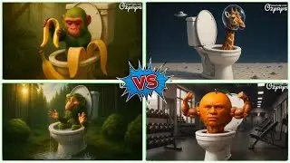Banana Monkey Toilet 🆚 Space Giraffe Toilet 🆚 Forest Monkey Toilet 🆚 Toilet Orange BRAINROTBattle🍌🦒🍊