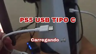 PS5 Carregar o controle na entrada tipo C