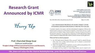 Research Grant Announced by ICMR #saiedupharmaa
