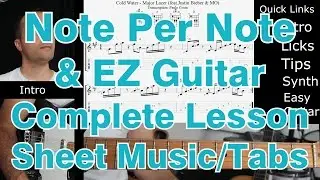 Cold Water - Major Lazer (Justin Bieber & M&Oslash;) Guitar Lesson, How to play, Tutorial, SHEET MUSIC, TAB