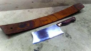 Forging a hefty Meat Cleaver from Leaf Spring (Re-release)