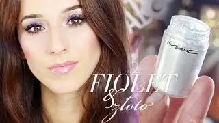 Makijaż dzienny: fiolet, złoto, brąz.