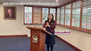 2022 QFTA QLD Flood Recovery Appeal Donation by Grace Yu, Secretary General, QFTA