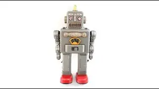 Vintage LINEMAR Smoking Robot Made In Japan Line Mar Co Tin Toy Metal Antique