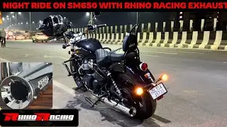 SM650 AND RHINO RACING EXHAUST | ASMR NIGHT RIDE😈❤️