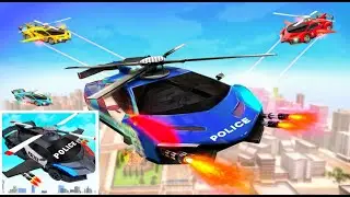 Flying Police Helicopter Car Transform Robot Games - Android Gameplay