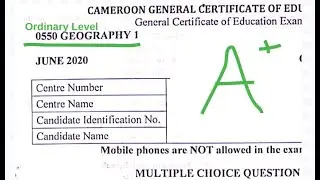 Geography 2020 Paper 1 Ordinary Level (O Level )Answers to Cameroon GCE Questions