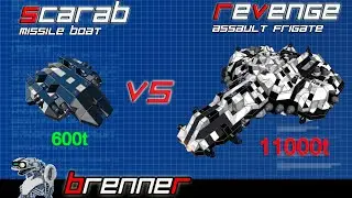 Space Engineers - Scarab vs. Revenge, tiny Missile Boat vs. massively
armored frigate