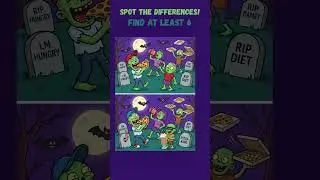 Spot the differences. Zombie pizza party. #spotthedifference #puzzle #zombie #pizzaparty
