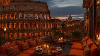 Autumn Evening Jazz in Rome ☕ Cozy Balcony Caf&eacute; Ambience with Smooth Jazz for Study, Focus