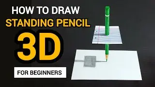 3D drawing STANDING PENCIL on paper for beginners step by step 
