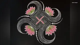 Ugadi special Padi Kolam / Easy Friday Padi Kolam / 4×4 Dots/ Classic Rangoli