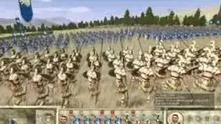 Fight between greek hoplite and roman empire in Rome Total War