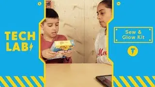 Arj & his Mom craft with the Sew & Glow Kit