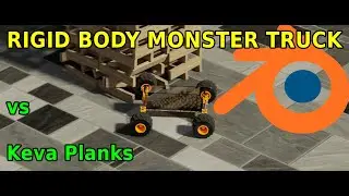 Monster Truck vs Keva Planks Rigid Body Physics Simulation Blender
