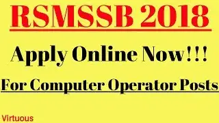 RSMSSB Recruitment 2018 &ndash; Apply Online 400 Computer Operator Post