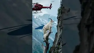 Goat and Baby Watch Helicopter From a Tree Top!#Shorts #GoatMoment #UnrealScene