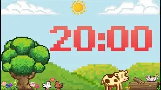 20 Minute Fun Pixel Farm Classroom Timer (No Music, Synth Bell Alarm at End)
