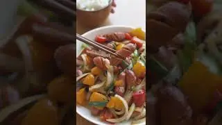Korean Sausage Stir-fry (aka sausage bokkeum). #korean #sausage #stirfry #short #recipe.