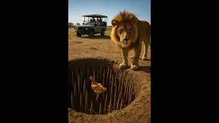 Warning: Lions + Sharp Spikes = Pure Instinct 🎯#LionTrap #natureshock