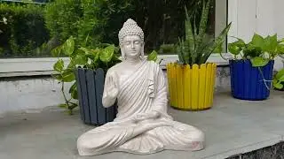 Wonderland 14 inch White Buddha Statue for Home & Garden, Resin