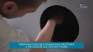 EcoPiscines - La pr&eacute;paration des panneaux des projecteurs