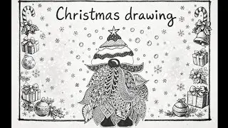 Christmas Zentangle Drawing Ideas | Christmas Gnome | Christmas Doodle 