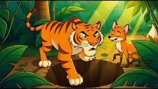Clever Fox & The Tiger 🦊🐯 | Moral Story for Kids | Intelligence vs Strength| Story&rdquo;#MoralStory#fypシ 