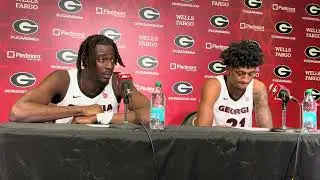 Georgia basketball's Dylan James, Jake Wilkins react after another big win for the Bulldogs
