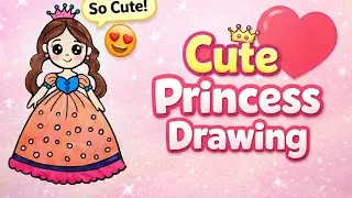 Cute Princess Drawing 👑 | Easy Princess Drawing for Kids | Step by Step