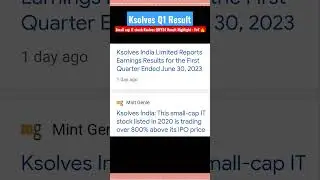 Small cap IT stock Ksolves Q1FY24 Result 👍 #shorts #smallcap #stock #q1result #update #info