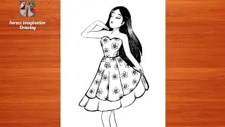 How to draw fashion Girl in Beautiful Short Dress || Girl Drawing for beginniners