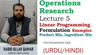 MTH601 | Linear Programming Formulations Examples | Product Mix Problem Ingredients mix problems
