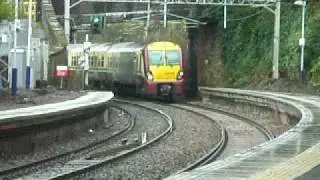 334017 arrives at Port Glasgow at the same time another 334 arrives going the other way