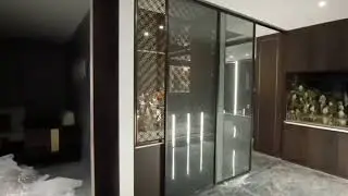 Linear magnetic drive sliding door operator is a good idea for partition.