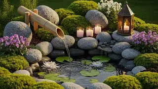 Water Lily Zen Garden Calming Bamboo Water Sounds & Gentle Piano Music for Sleep