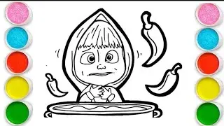 MASHA with spicy food Drawing, Painting & Coloring For Kids and Toddlers_ Child Art