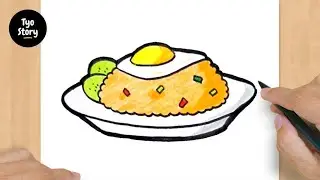 #384 How to Draw a Fried Rice - Easy Drawing Tutorial